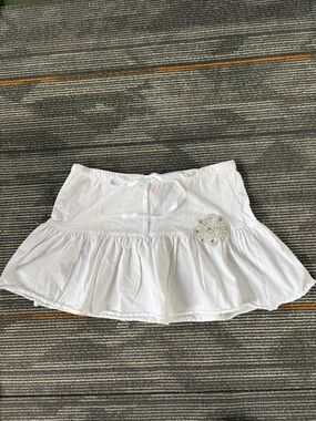 Big Flirt Girls White Ruffled Cotton Mini Skirt Size Girls Large